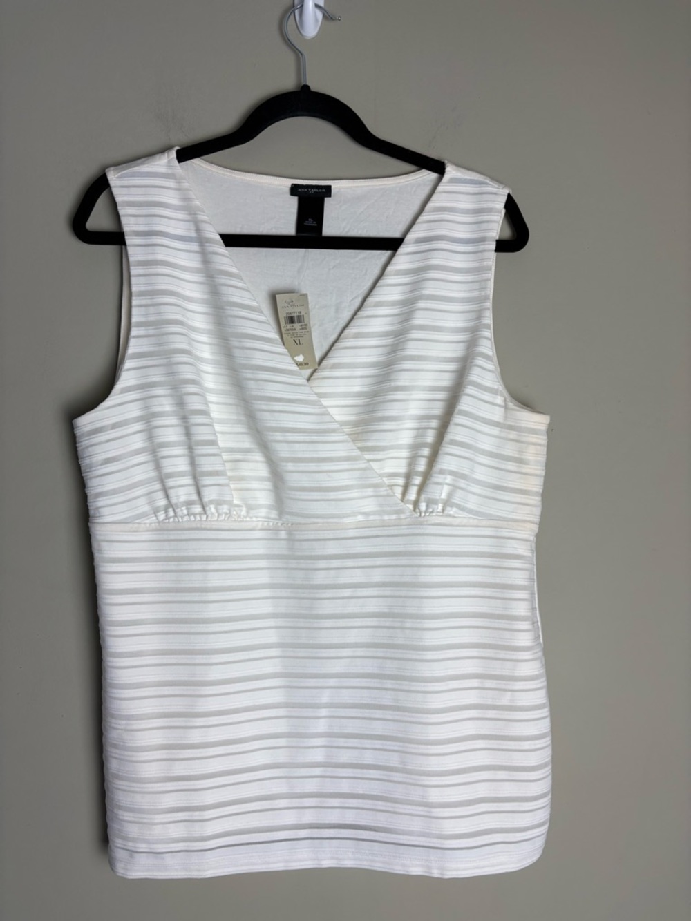 NWT Ann Taylor Cream Stripe Sleeveless Wrap-Style Stripe Tank Top Size XL